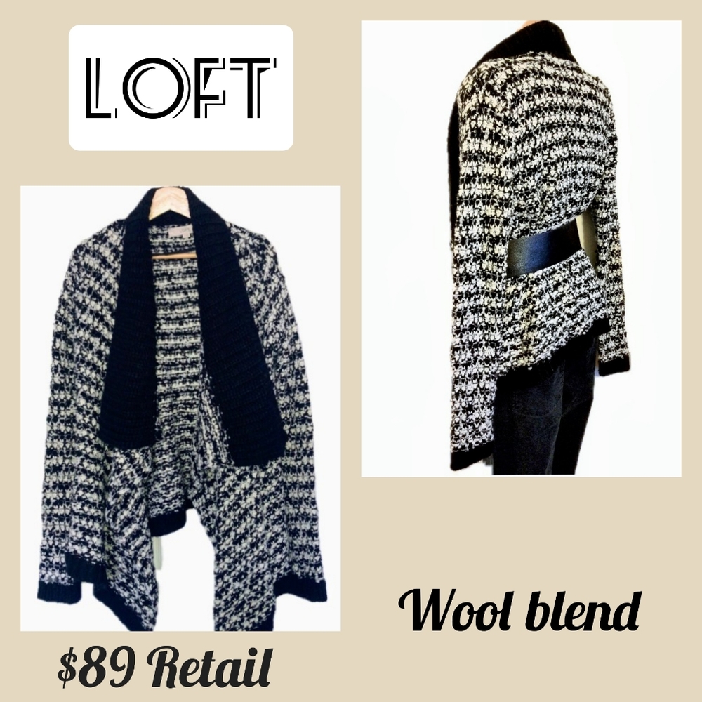 LOFT chunky knit waterfall cardigan black boho sweater small, FINAL PRICE! - Picture 15 of 16
